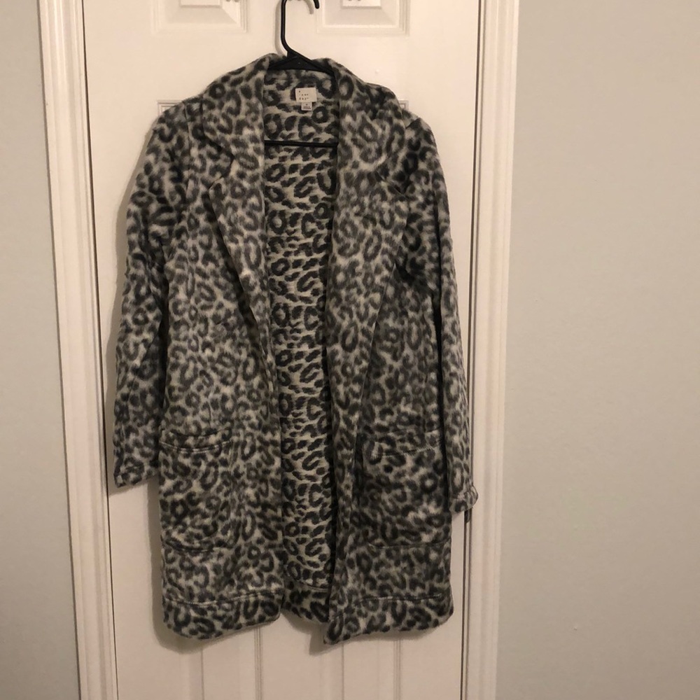 Silver Leopard Print Trench Coat